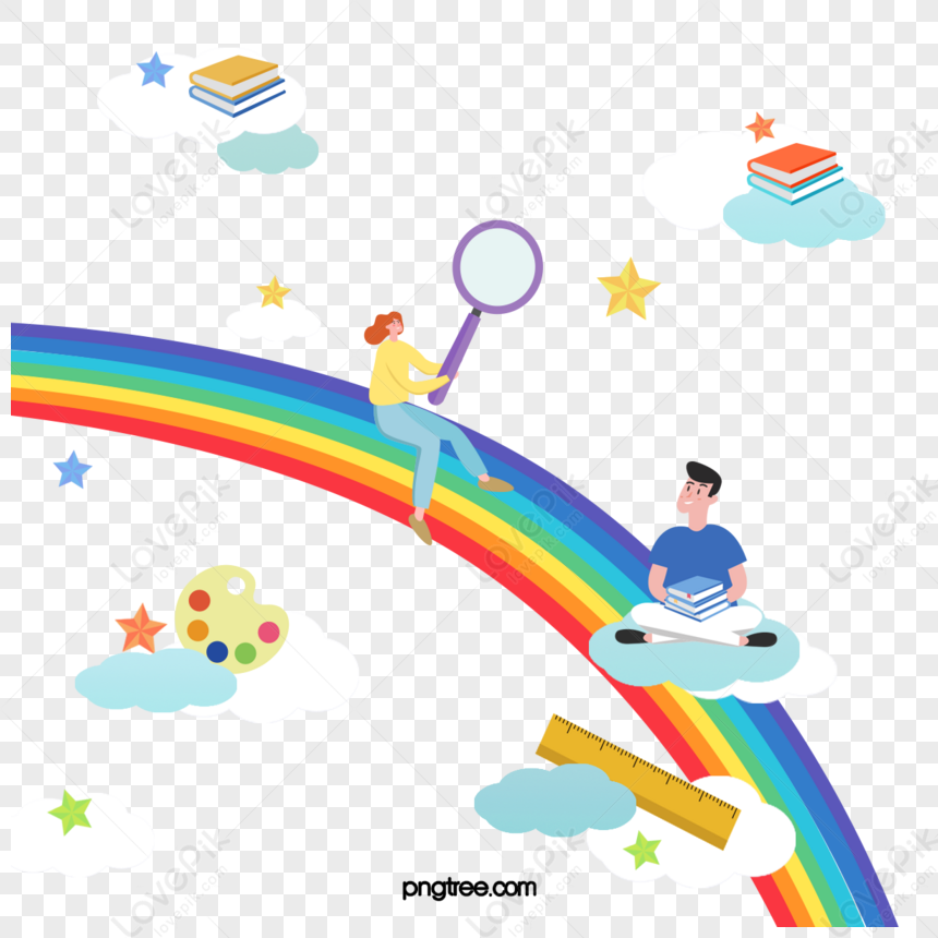 Cartoon Hand Drawn Rainbow Children Education Illustration,smile ...