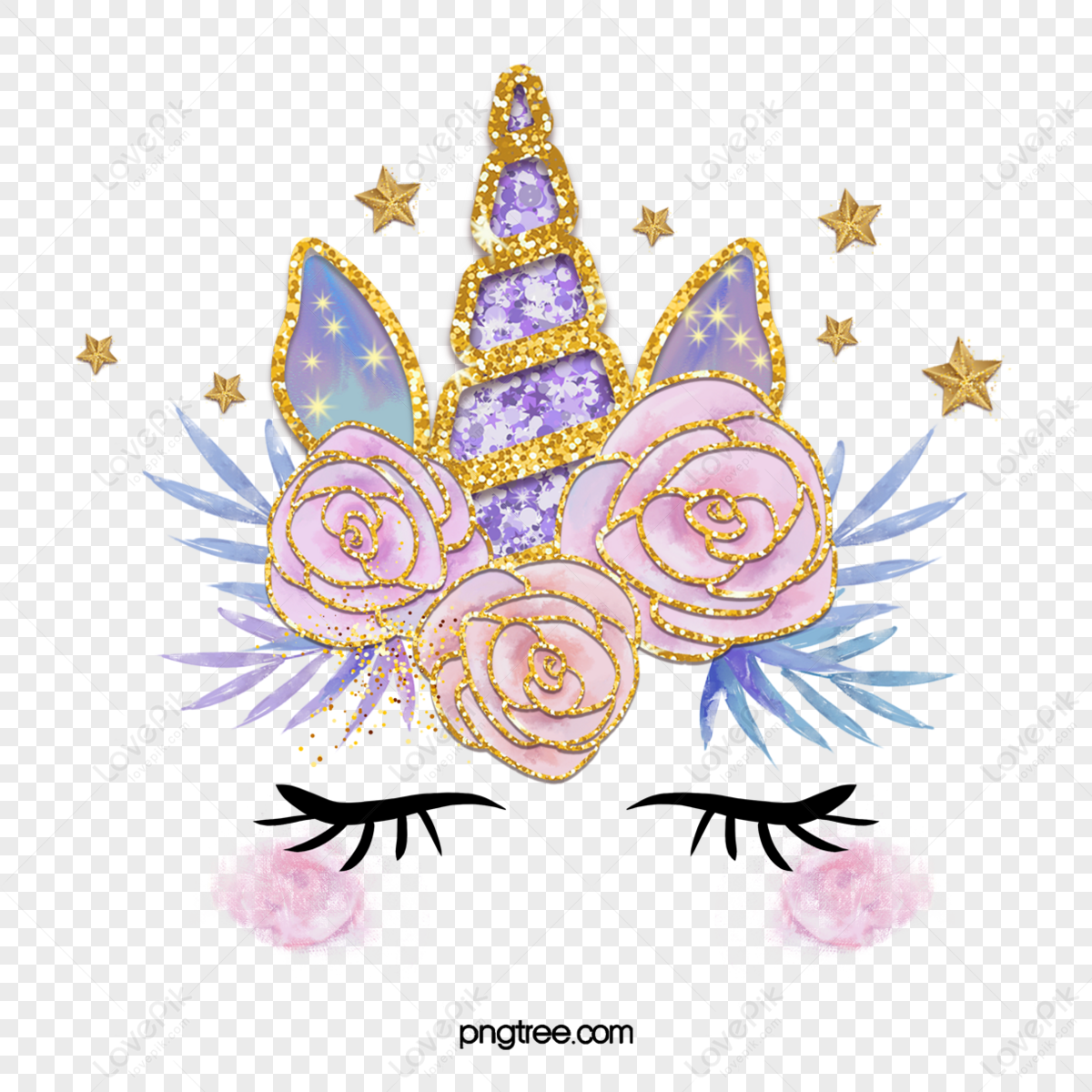 Dream Pink Purple Unicorn Gold Pink Rose,sequins,cartoon PNG White ...