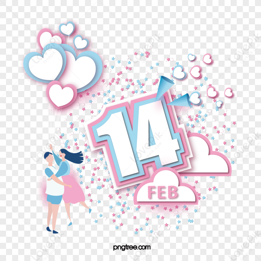 Fresh Valentine S Day Star Balloon Couple Stereo Paper Cut Cartoon Arrangement Png Transparent