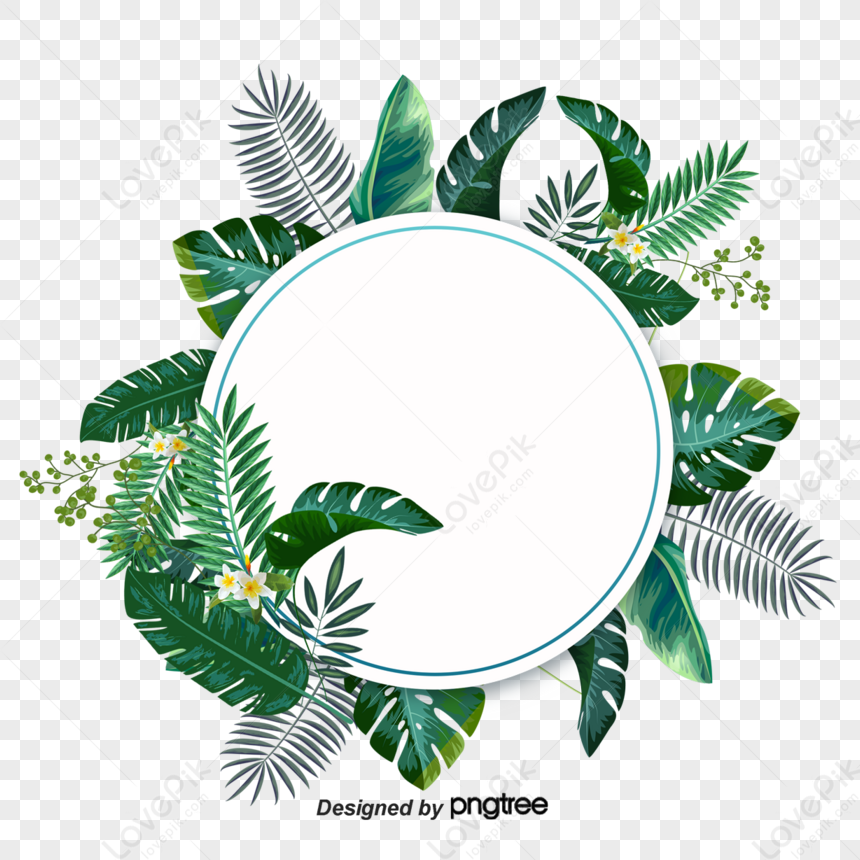 Green Composite Tropical Plant Border,insects,booklet,isolated PNG ...