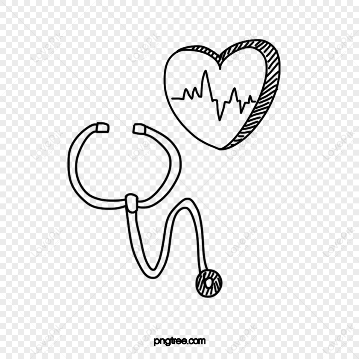 Stethoscope Drawing Line For Free Download - Stethoscope Png Black And  White, Transparent Png - kindpng