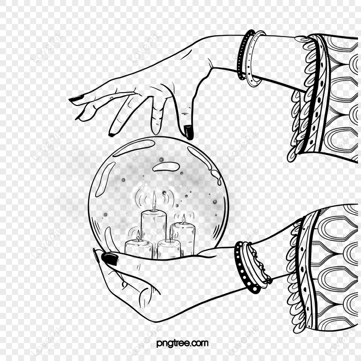 Hand Drawn Divination Crystal Glass Ball,crystal Drawing,glass Drawing ...