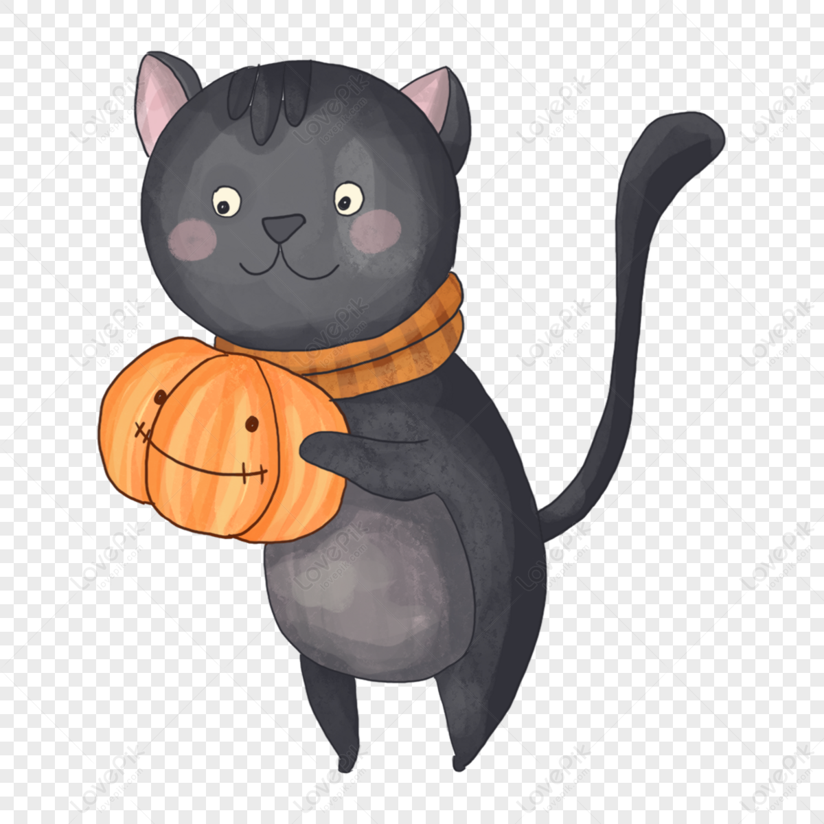 Hand Drawn Western Halloween Cat Illustration Elements,animal,sketch ...