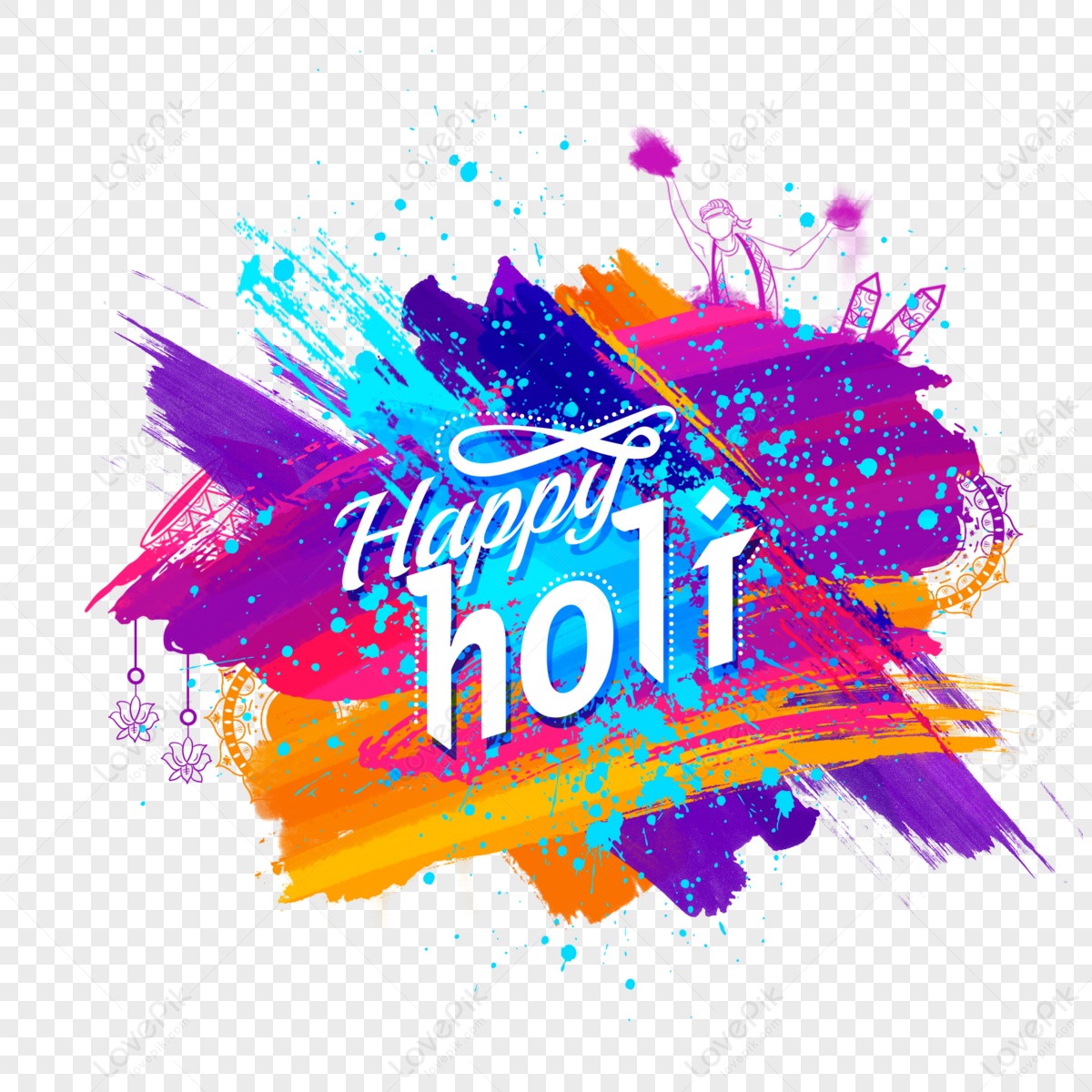 Happy holi text festival colours bright Royalty Free Vector