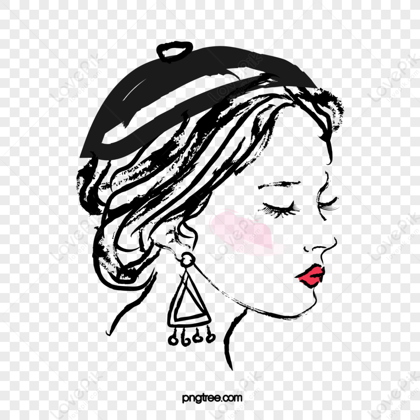 Ink Brush Fashion Woman Avatar Illustration,brush Sketch,avatar Sketch ...