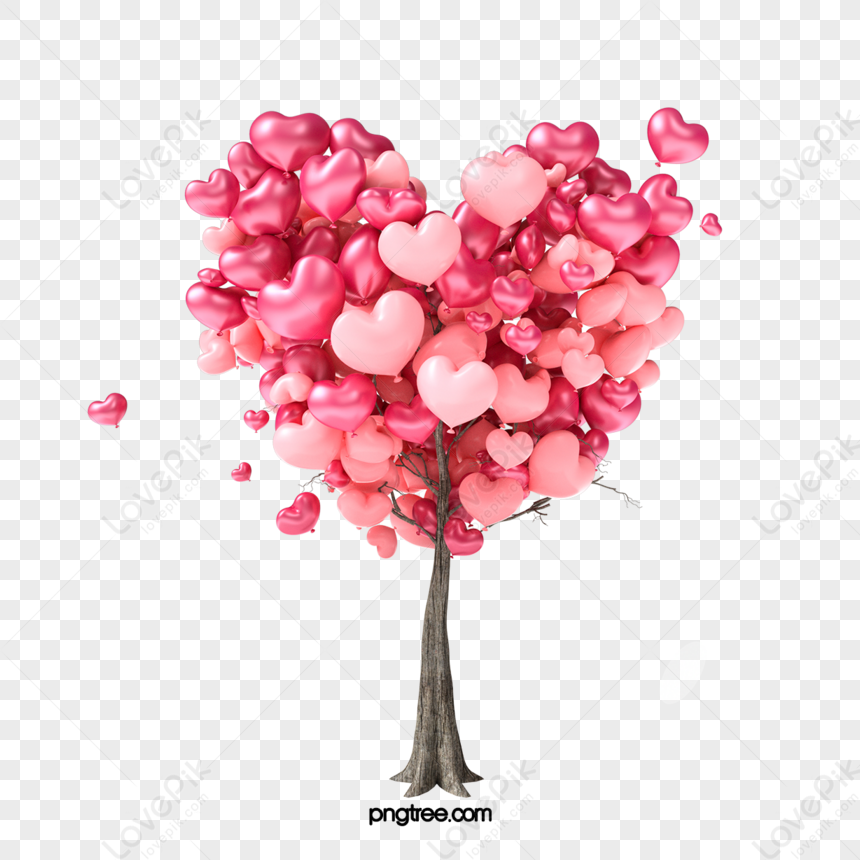 Albero Palloncino Rosa Amore Romantico,petalo PSD Immagine Gratis, Grafica  download su Lovepik