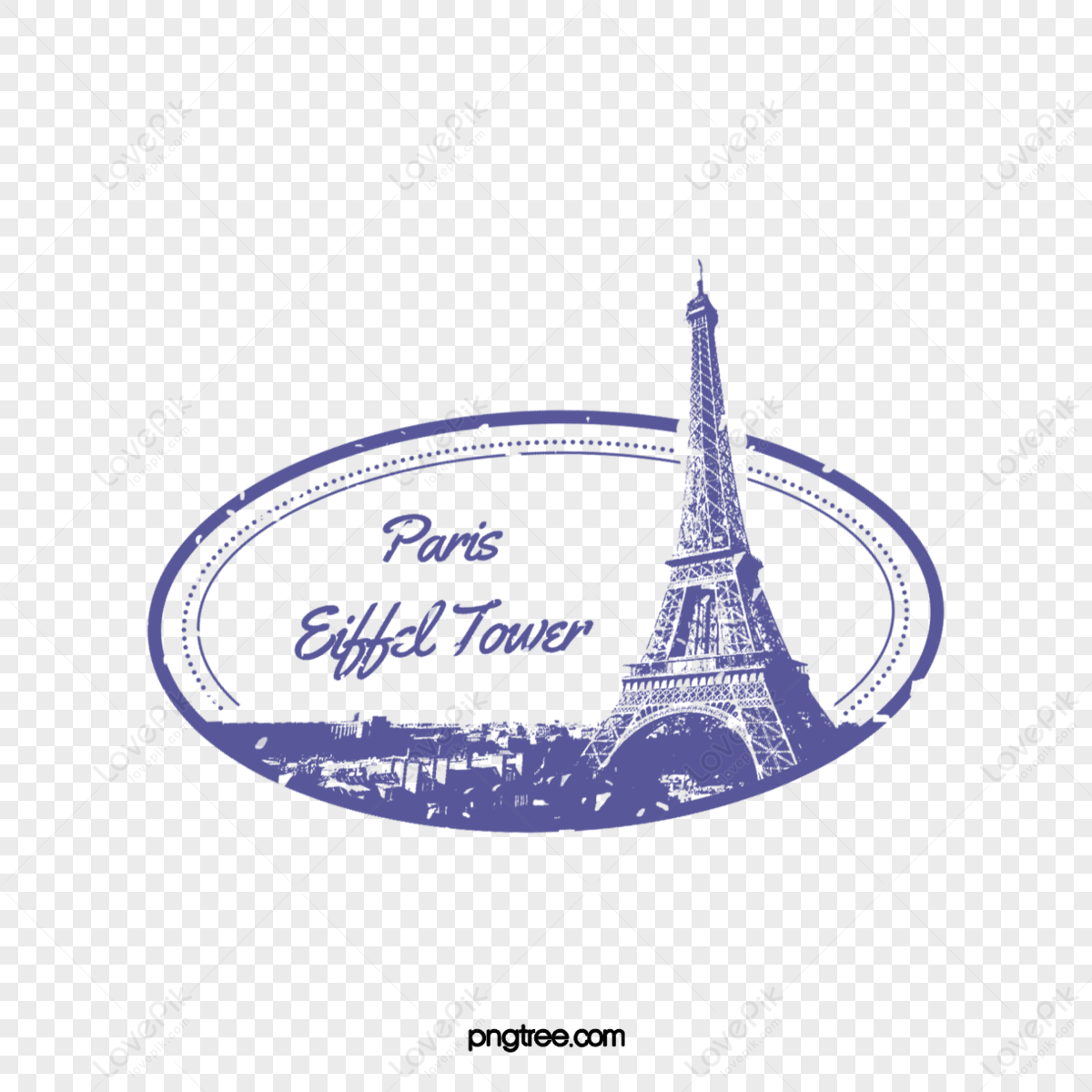 purple eiffel tower seal retro scenic postmark,classic,vintage seal png white transparent