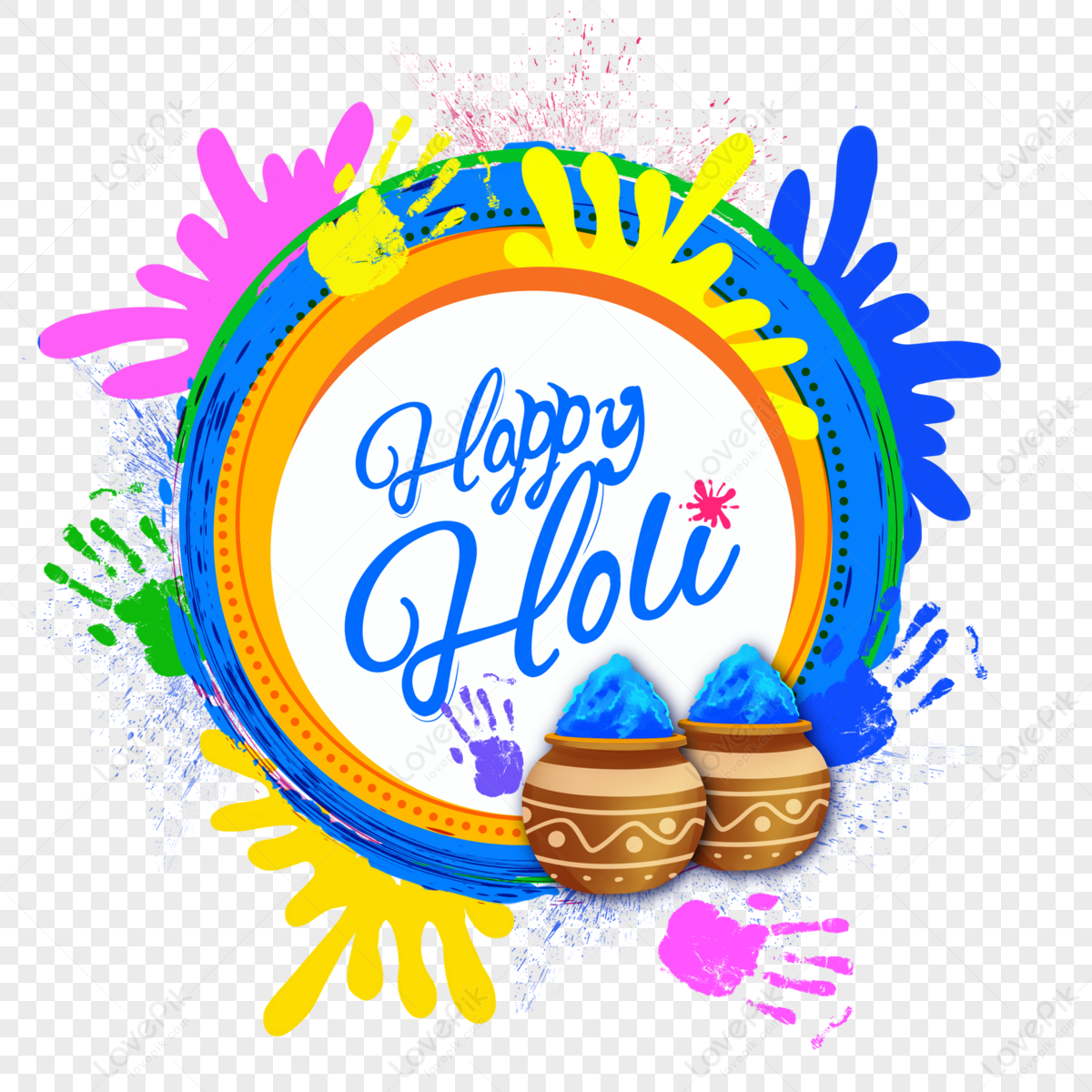 Happy holi festival design with splashing color 20574311 PNG