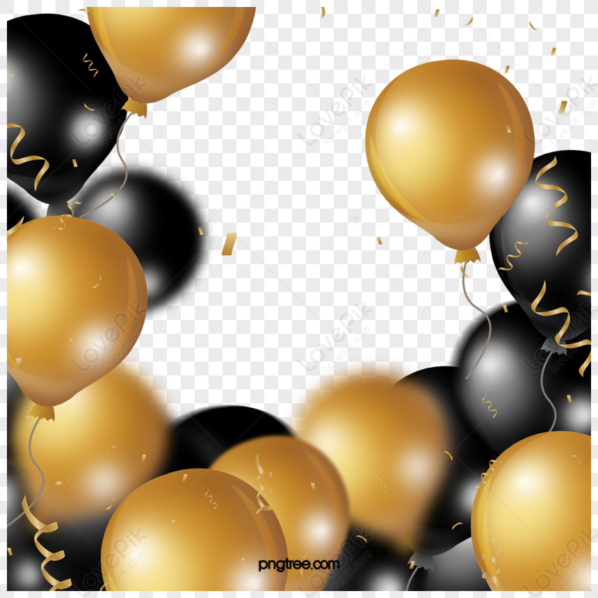 Black Gold Creative Hand Painted Balloon Border,festival,birthday PNG ...