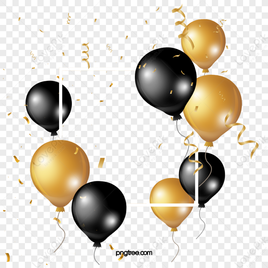 Black Gold Creative Texture Hand Painted Balloon Border,gloss ...