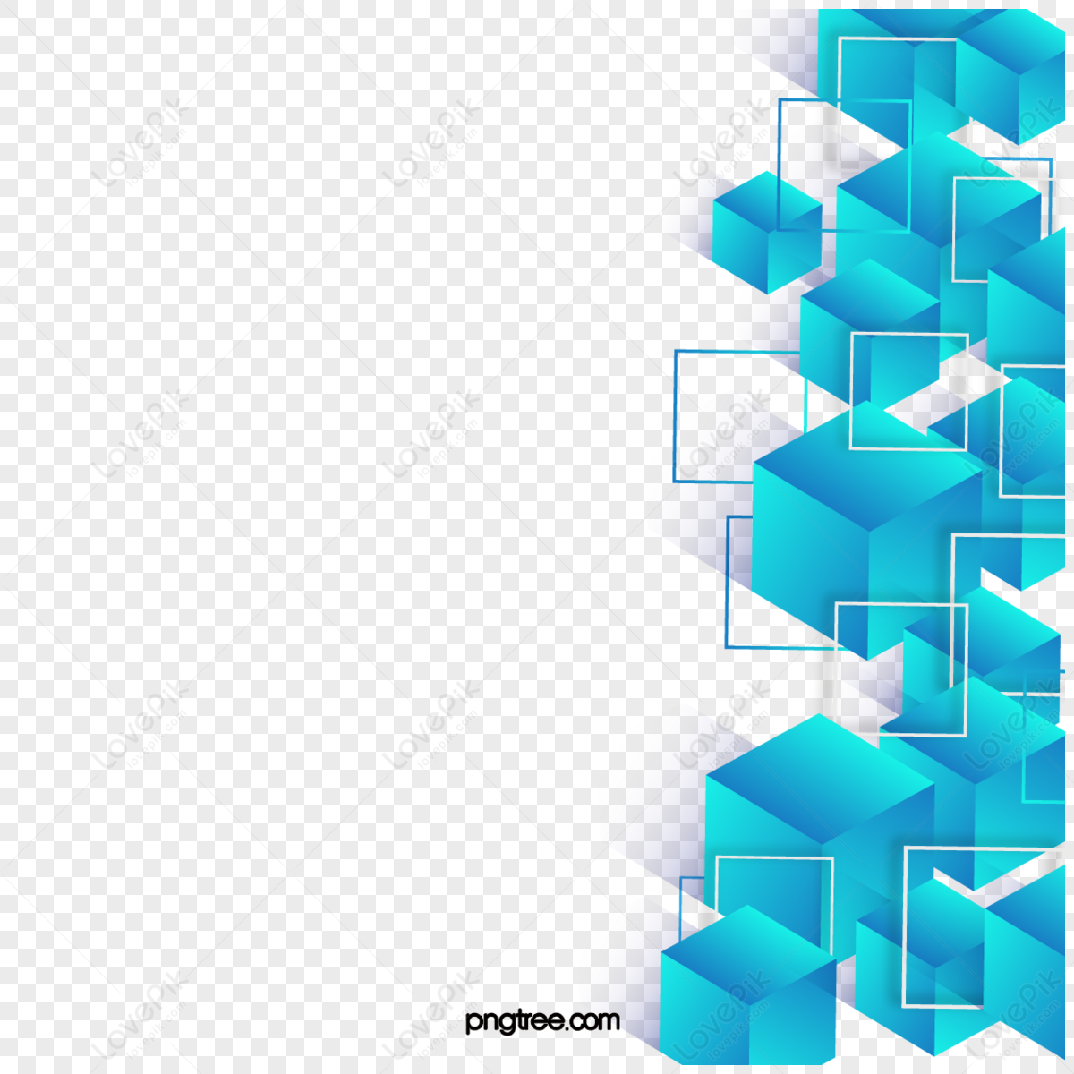 Blue Technology Texture Abstract Cube Box Border,glow,style PNG ...