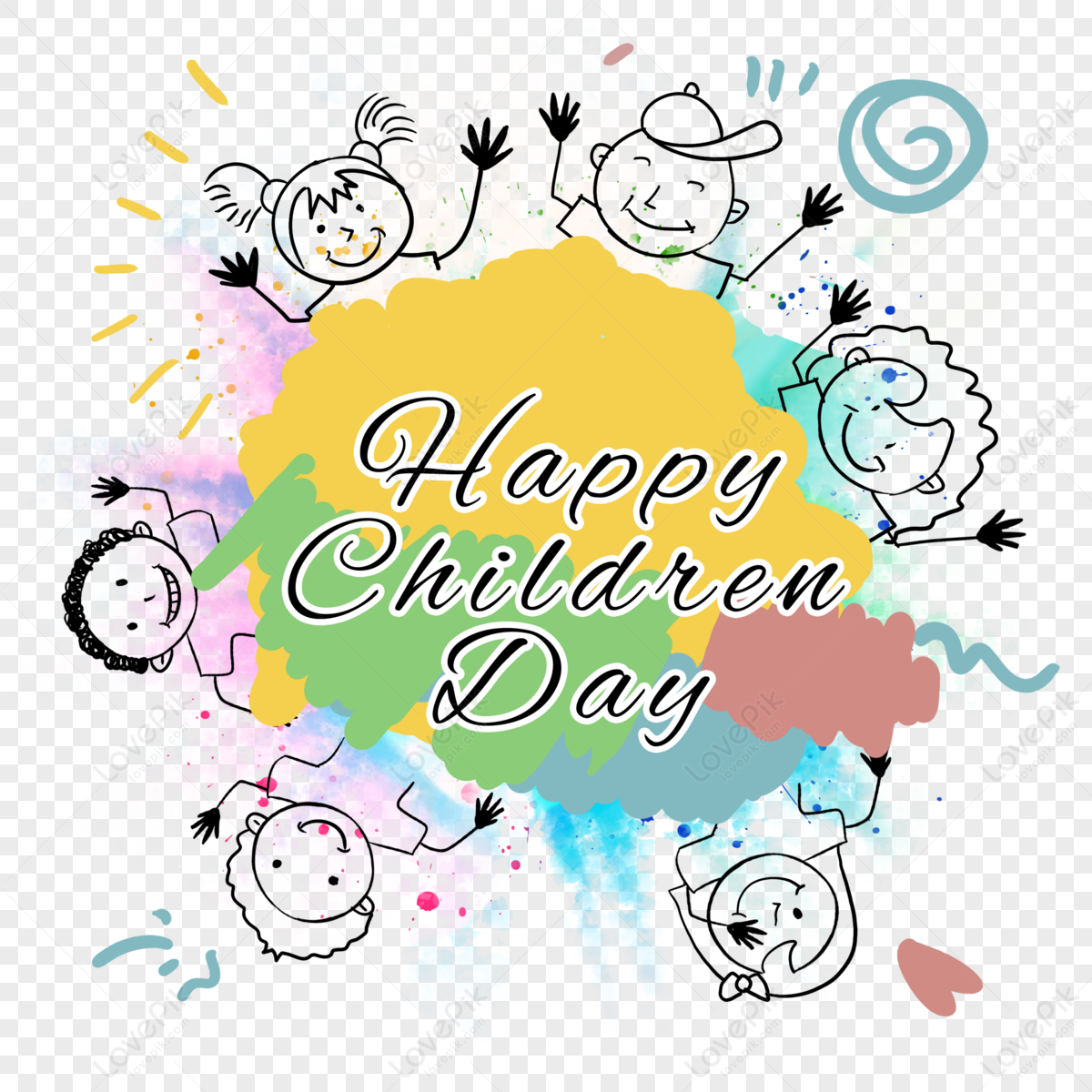 Children-s Day Stick Figure Decoration,sketch,greeting,childrens Day ...