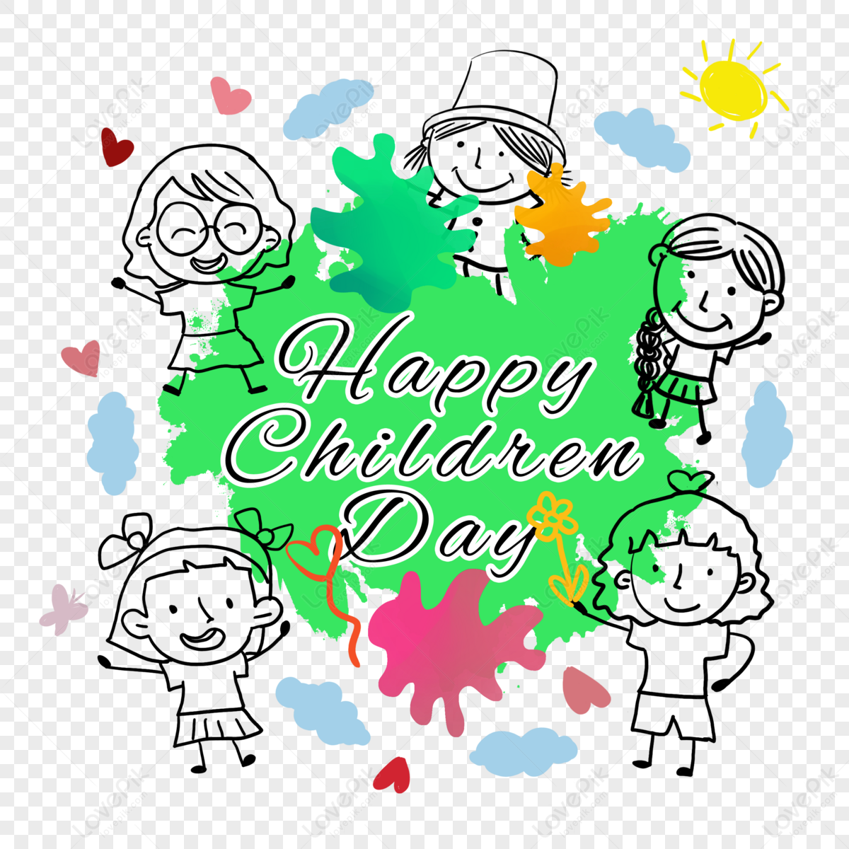 Happy children day kids drawing Royalty Free Vector Image