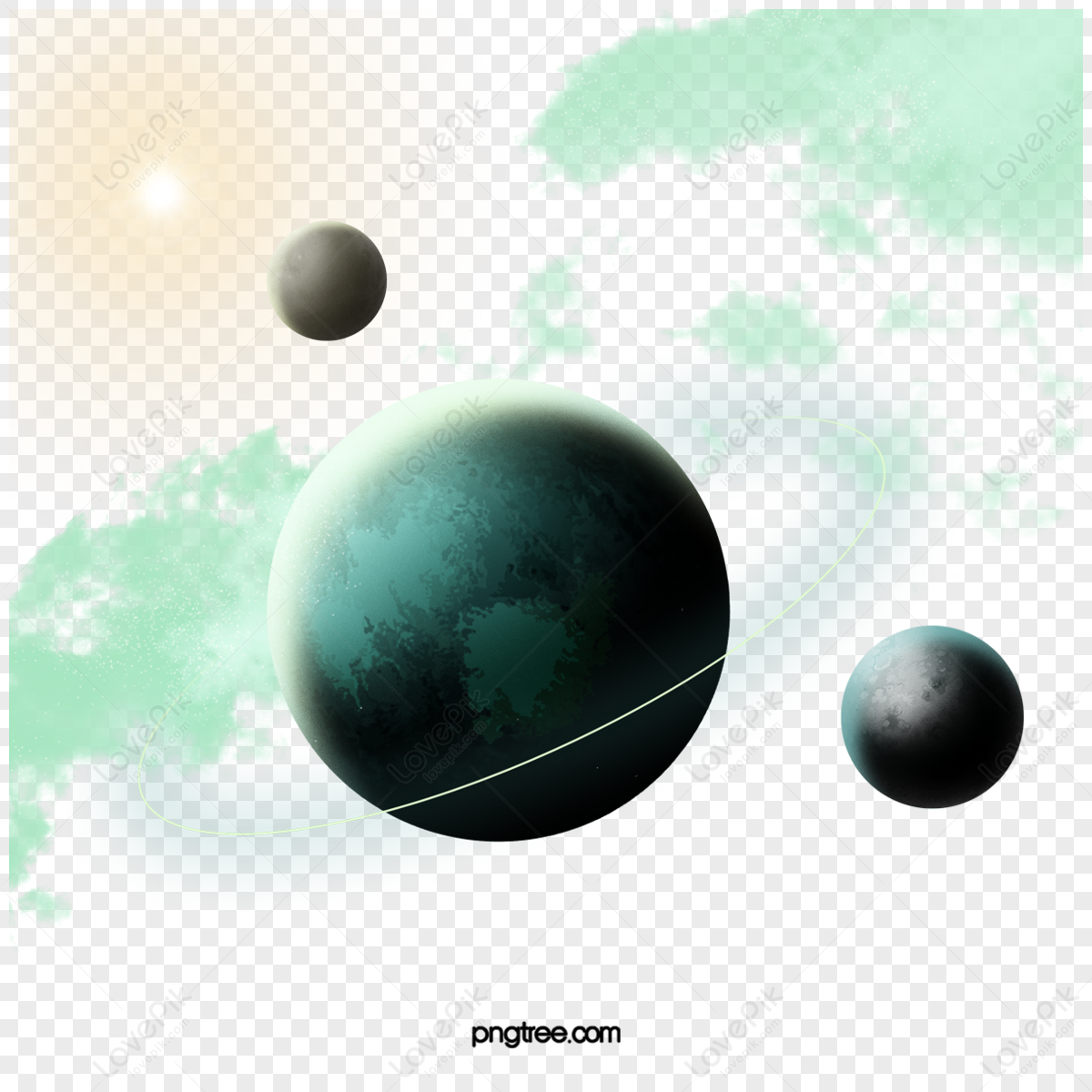 Creative Planet Hand Drawn,color Light Effect,cartoon,light Effect PNG ...