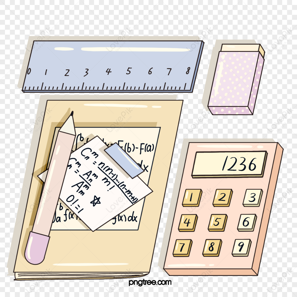 Cute Style Math Stationery Elements Draft Rubber Mathematics Png Hd Transparent Image And