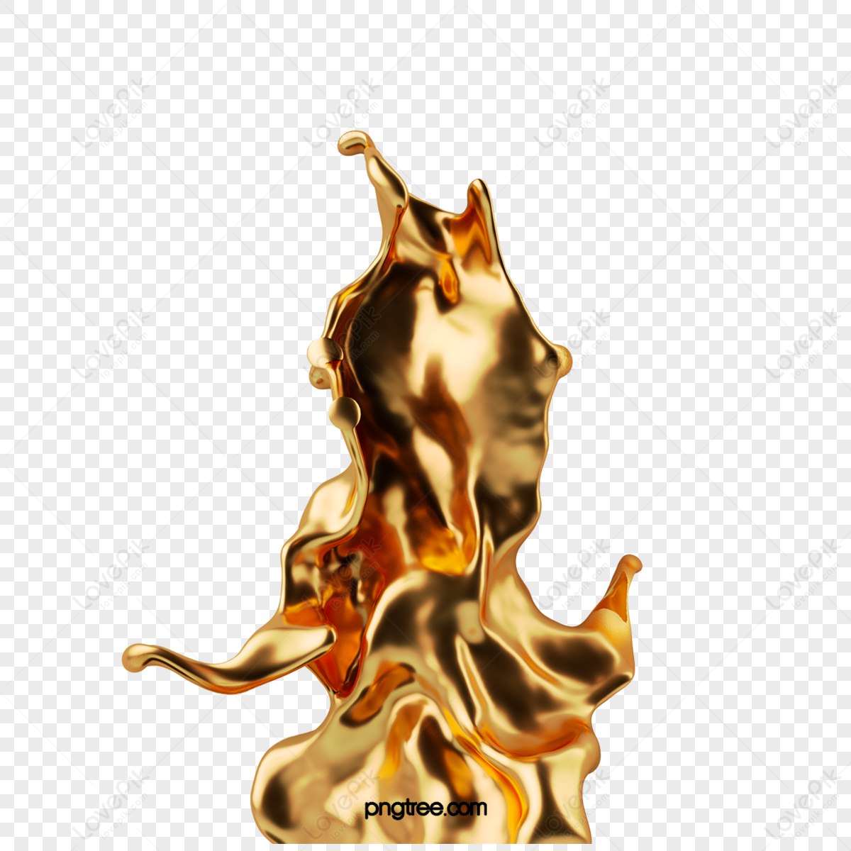 <b>Flame</b> shape golden liquid 3d element,gold plating,spatter. 