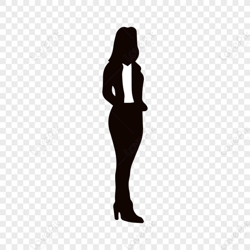 Girl Business Silhouette Standing Pose,posed Girl,pockets,success PNG ...