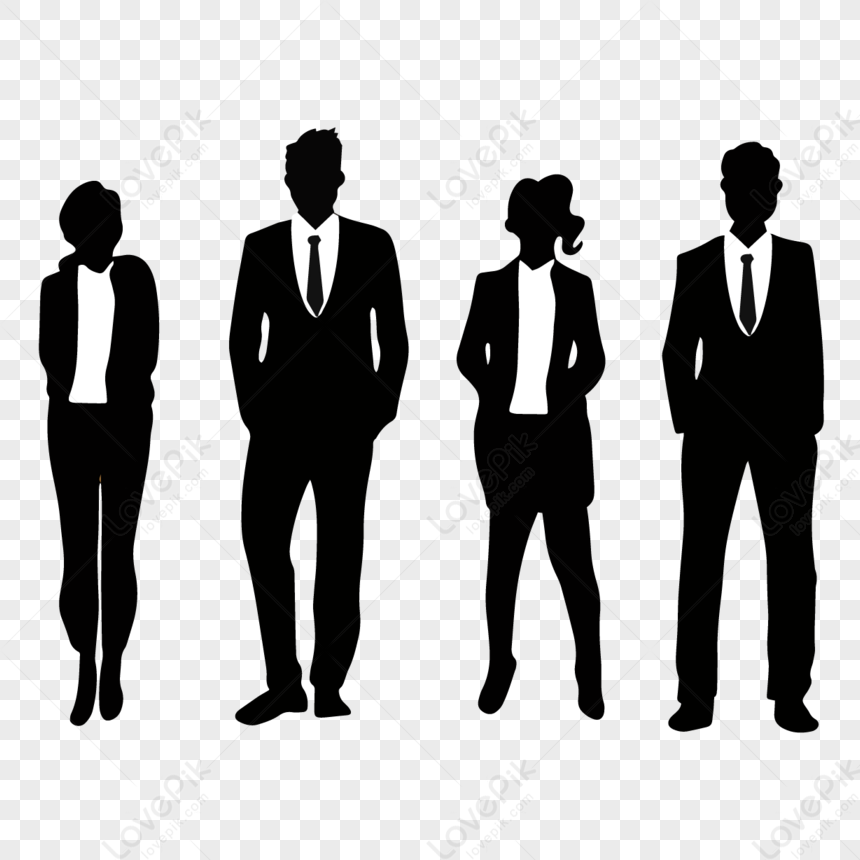 Hand Drawn Business Men And Women Team Silhouette Illustration,cartoon ...