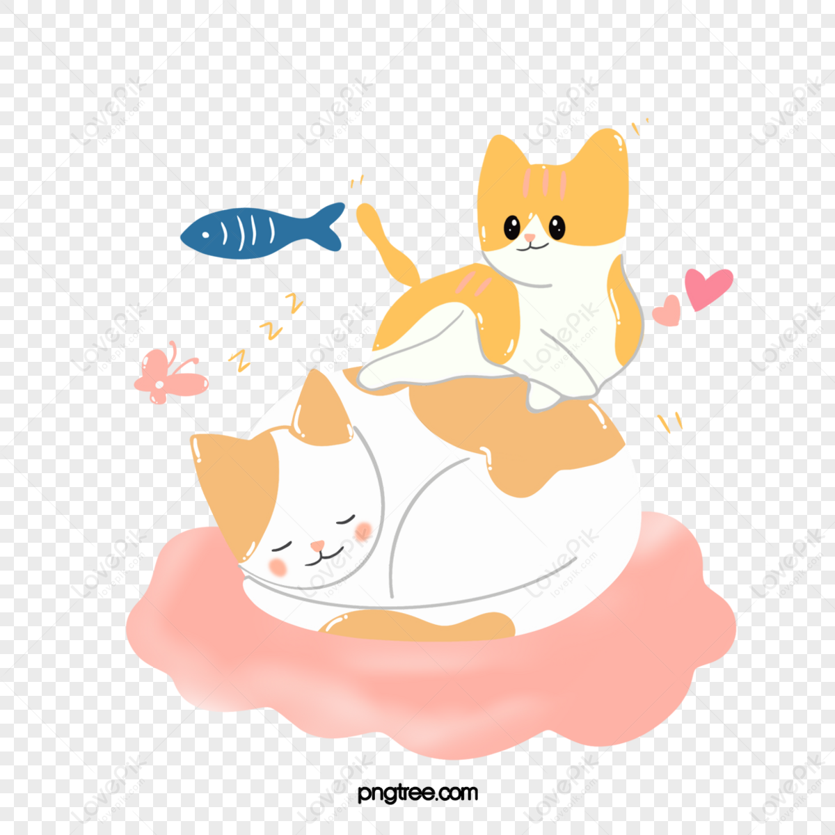 Cat Sleeping Cartoon PNG Images With Transparent Background | Free ...