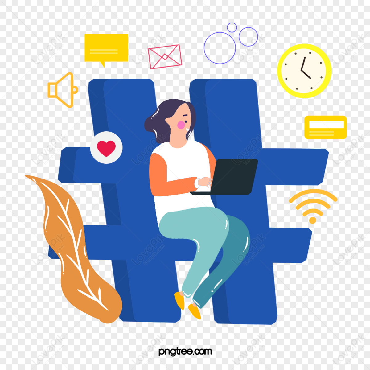 Hand Drawn Cartoon Social Media Plant Illustration,internet,social 