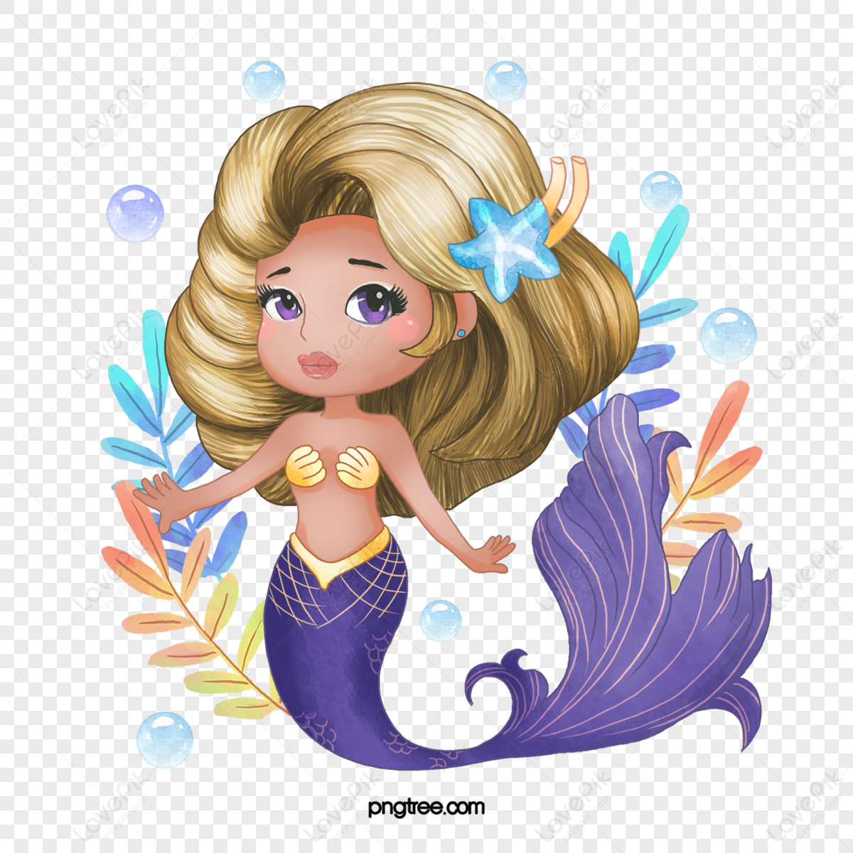 Hand Painted Blonde Underwater Mermaid,underwater World,mermaid ...