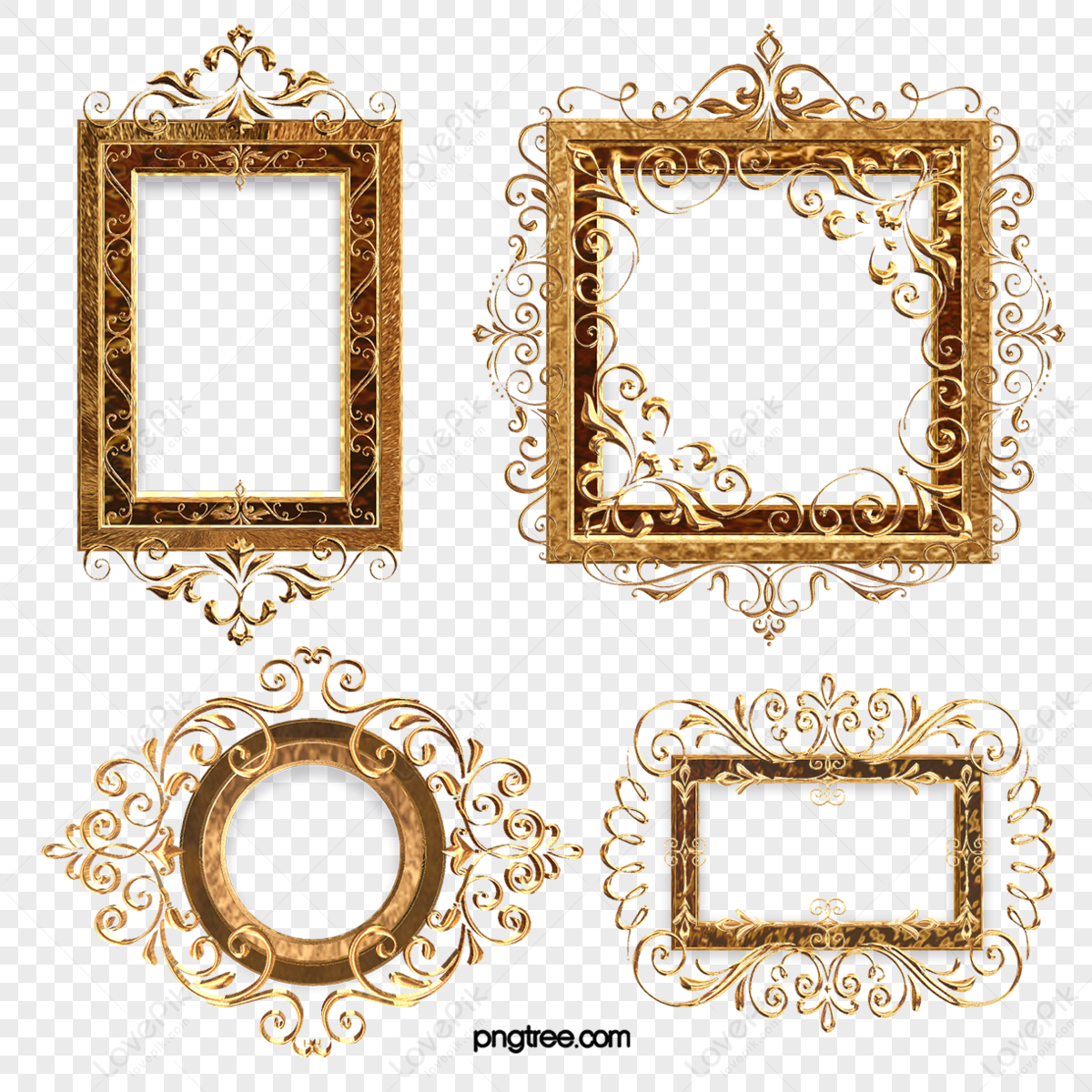 Golden Round Frame Vector Design Images, 3d Gold Round Vintage Photo Frame  Golden Border, Border, Rich, Photo PNG Image For Free Download