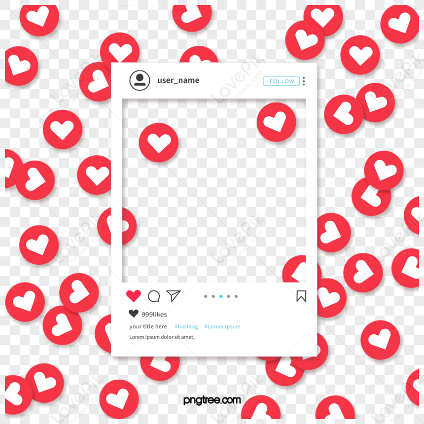 Red Heart Likes Simple Instagram Social Border,happiness,wedding PNG ...