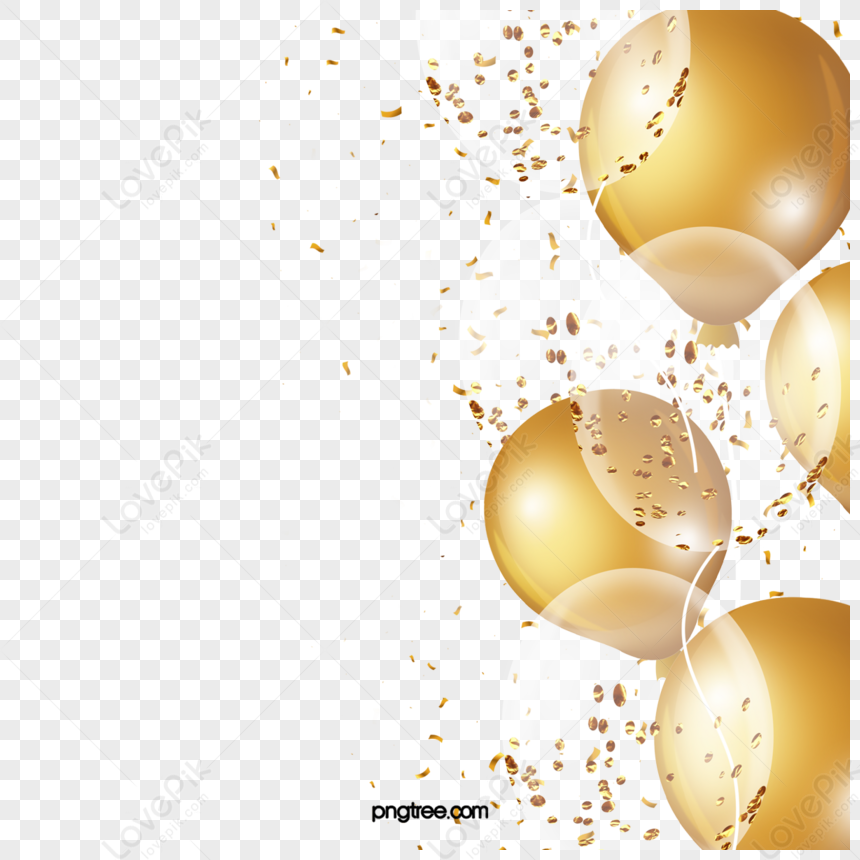 Transparent Hand Painted Creative Golden Balloons,day,border PNG Image ...