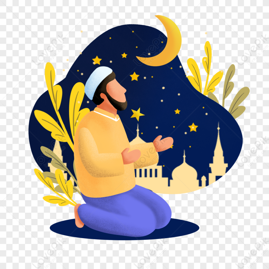 Cartoon Hand Drawn Ramadan Prayer S Illustration,celebration,greeting ...