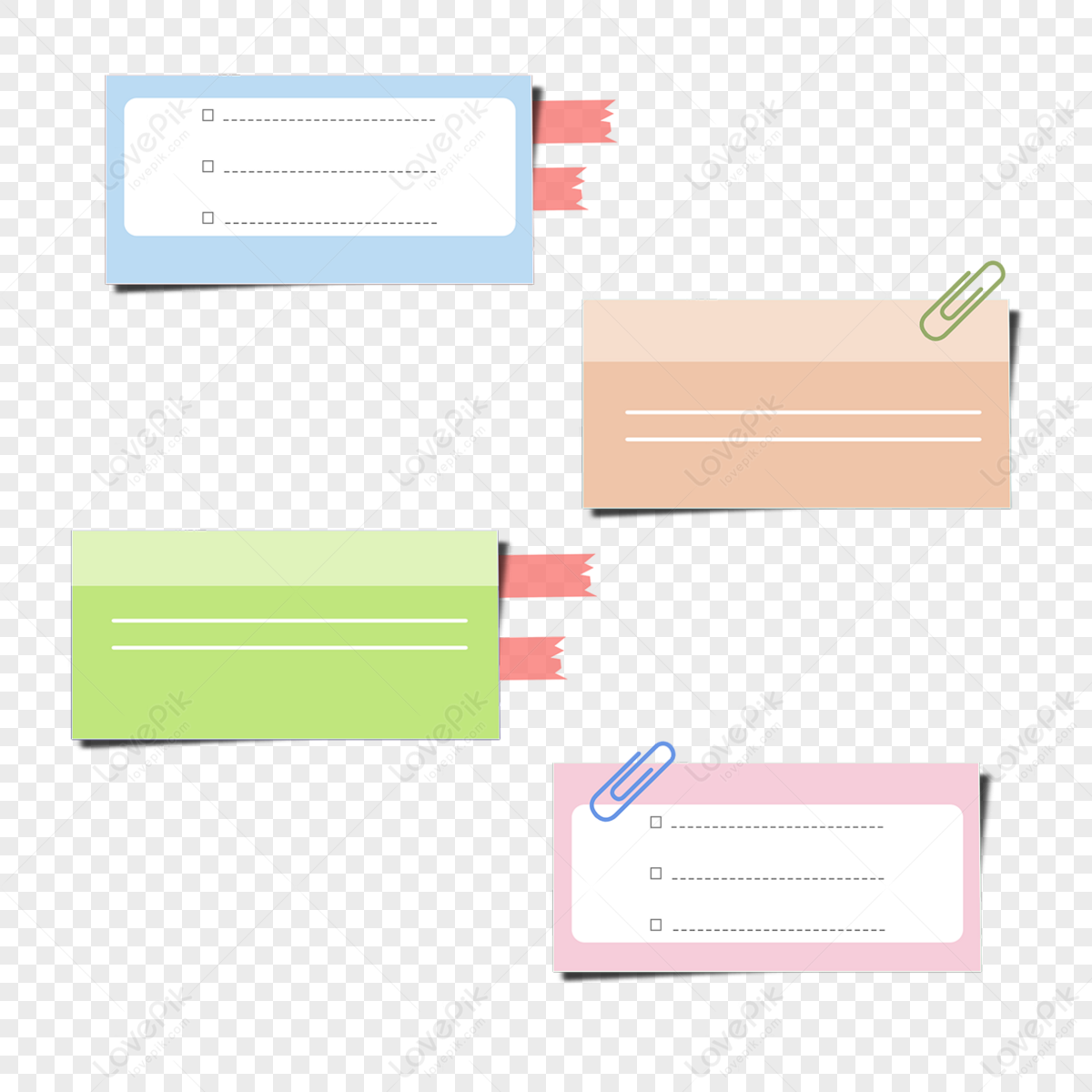 hand drawn cartoon cute color stationery note paper combination,cute notes,job png picture