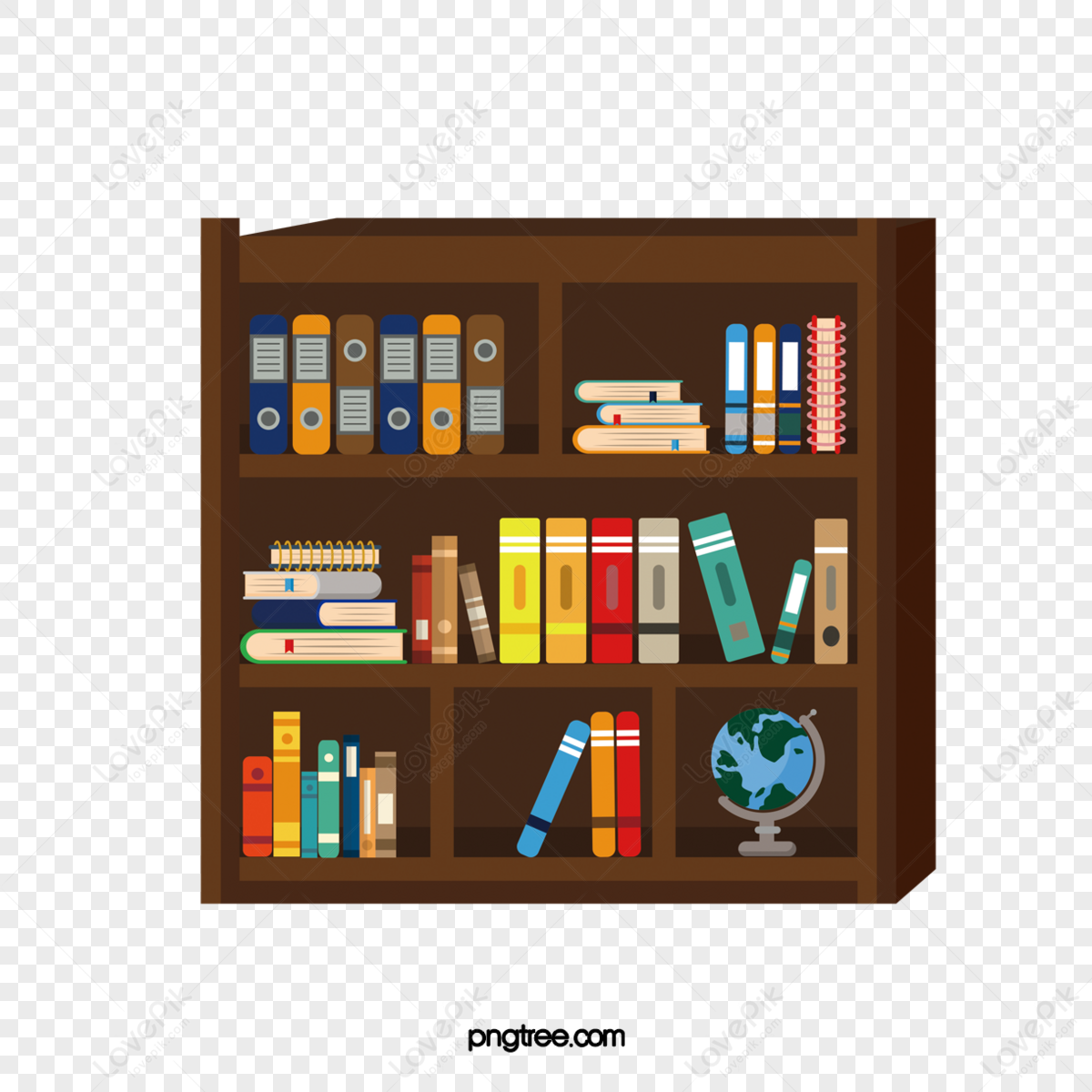 hand drawn cartoon library bookshelf book illustration,wooden frame,book illustrations png free download