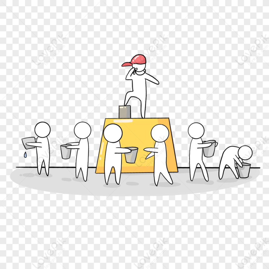 Hand Drawn Style Linear Teamwork,teamwork Hands,people,bucket PNG ...