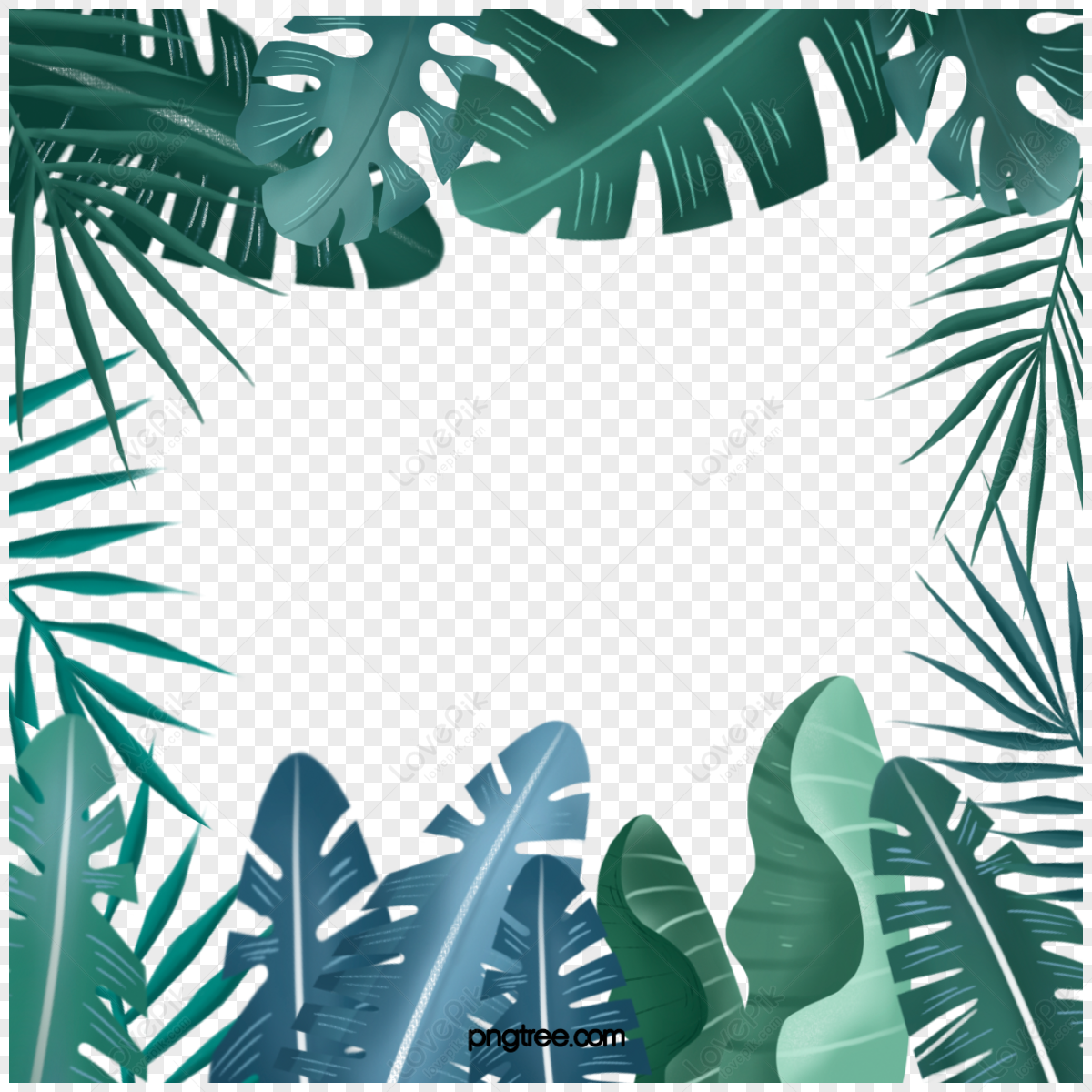 Hand Painted Tropical Leaves Border,abstract,banana,drawing PNG Image ...