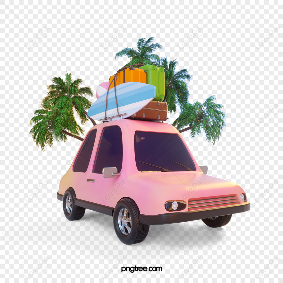 pink car travel 3d element,natural,landscape,transportation png transparent image