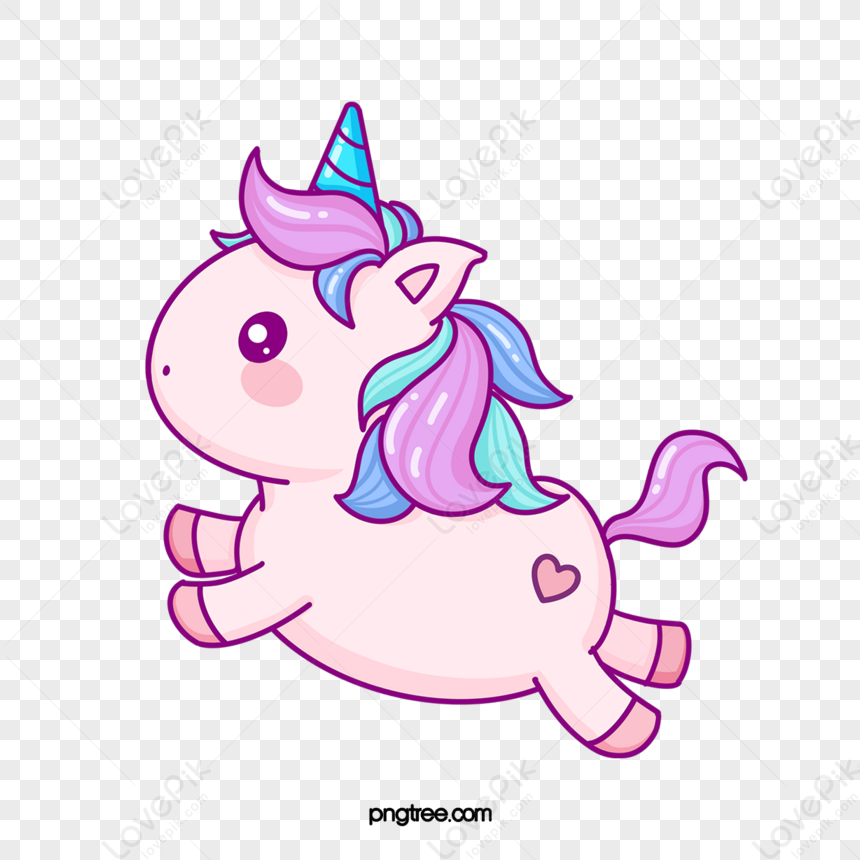 Pink Cartoon Jumping Unicorn,print,children,wild PNG Free Download And ...