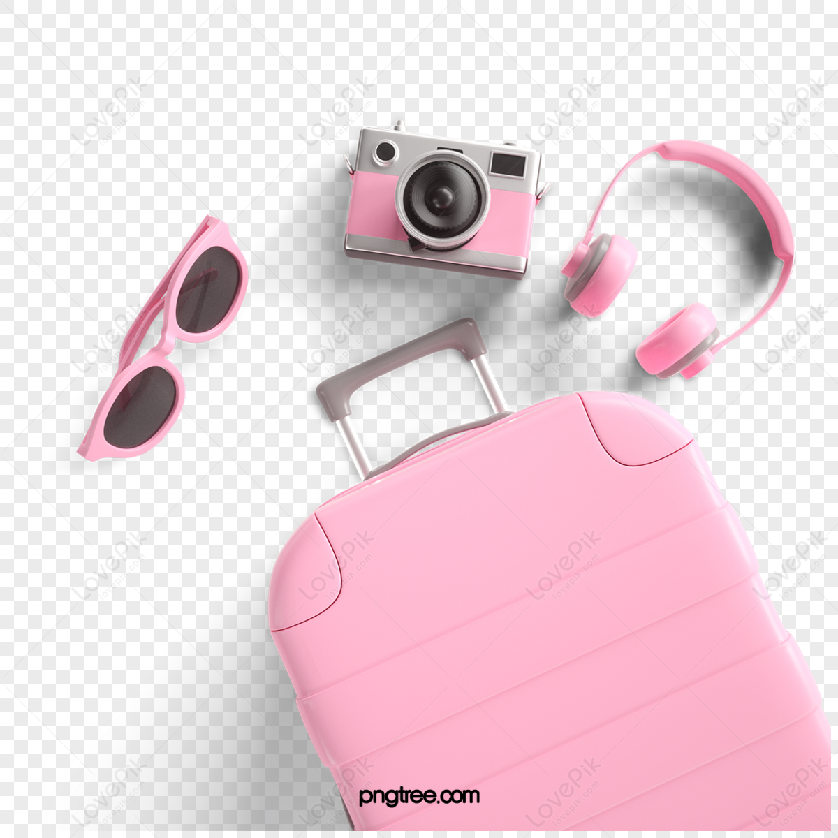 pink travel 3d element,stereoscopic,glasses,world tourism day png white transparent