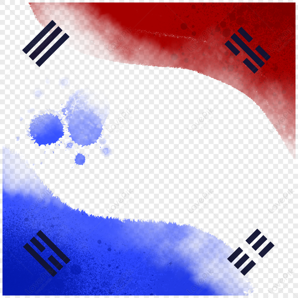 south korea flag creative  color block border,tie,color blocks png image