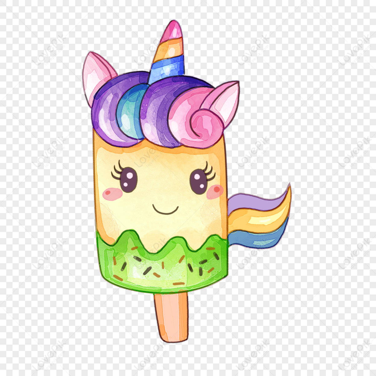 Adesivi Unicorno Con Arcobaleno E Gelato, Illustrazione, Photoshop, Png PNG  e Vector per il download gratuito