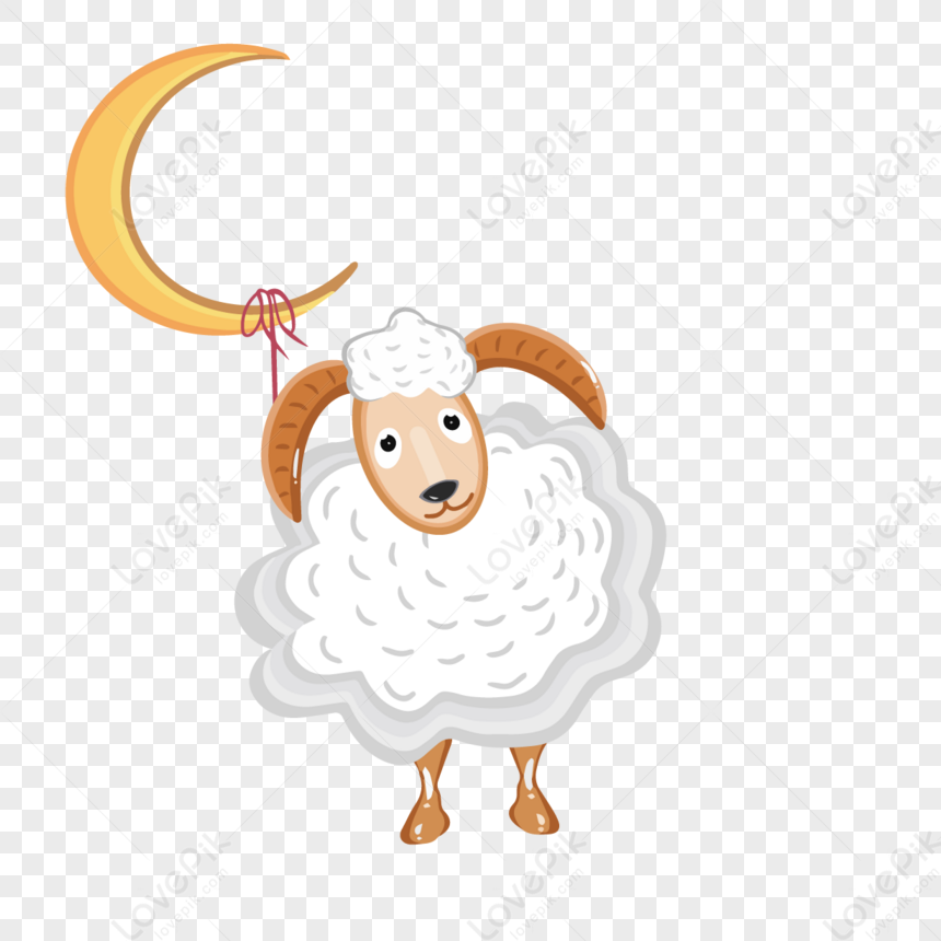 Cartoon Hand Drawn Moon Goat Illustrationjoyadorable Png Picture And