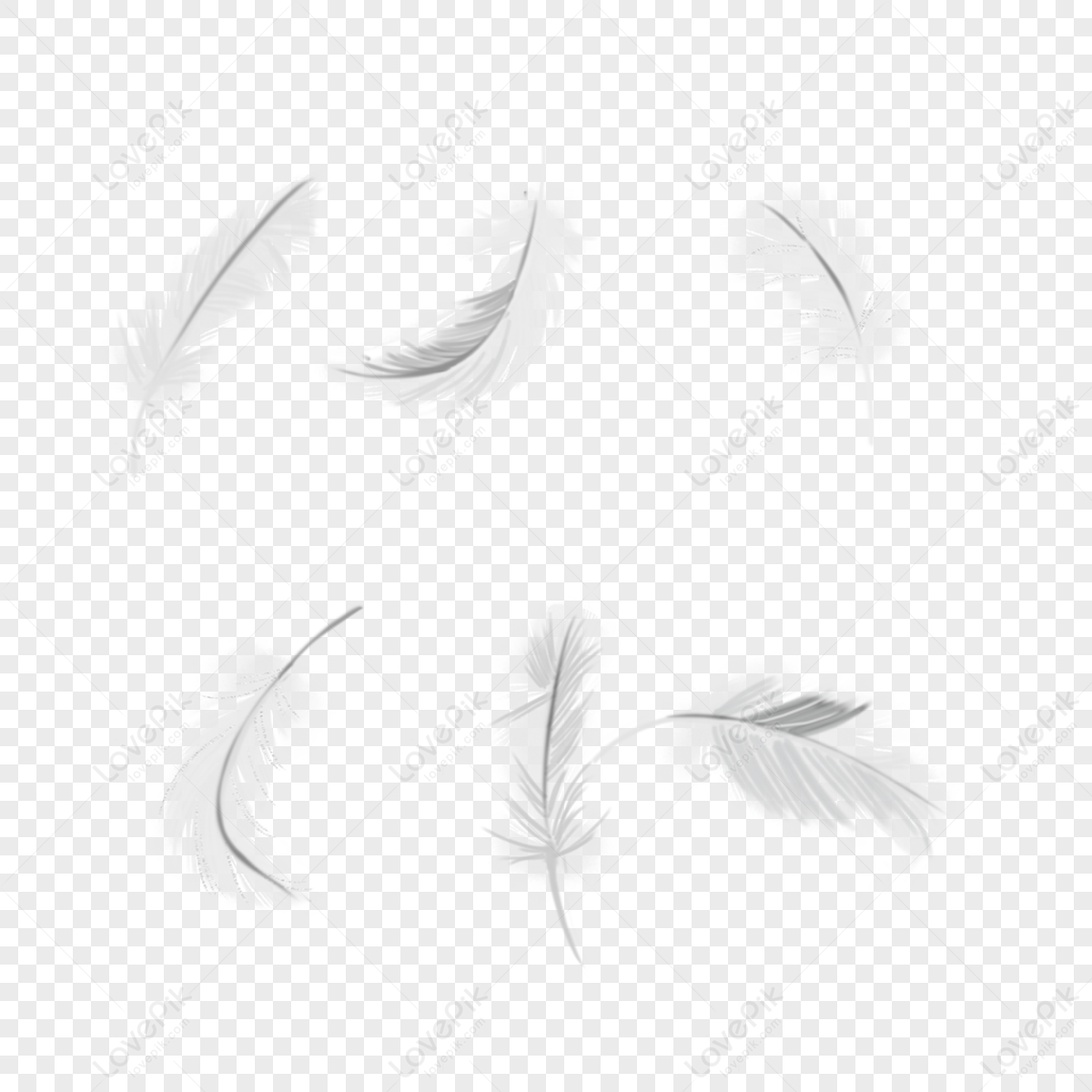 Cartoon White Light Feather Element,soft,hand Painted,bird Feather PNG