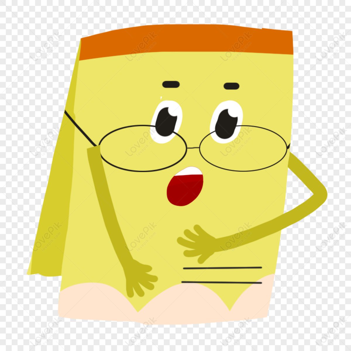 Creative design cute school supplies cartoon image sticky note eyes,creative images,pencils png picture