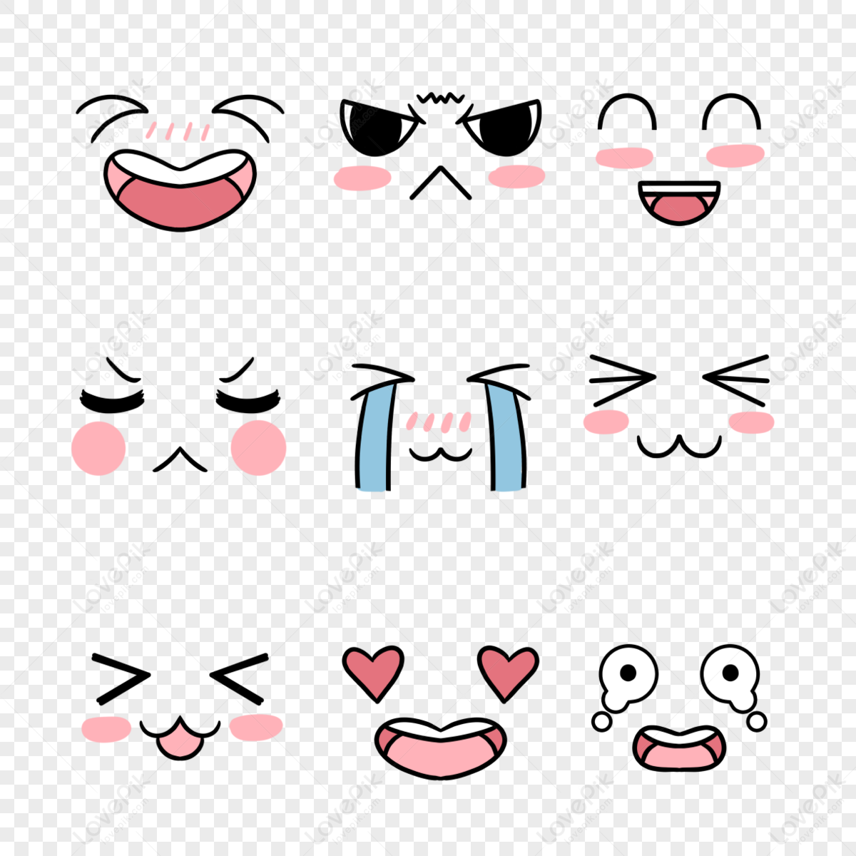 Diverse Circle Linear Expressions,flush,angry Face,media Free PNG And ...