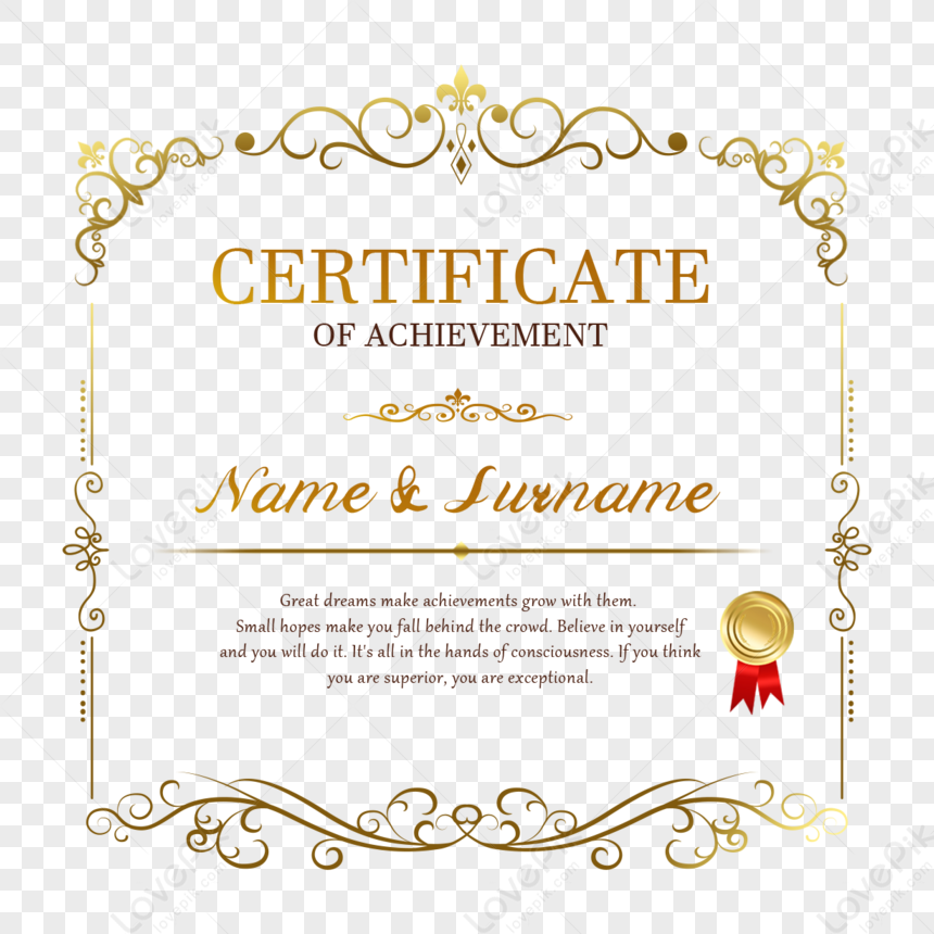 Golden Classical Certificate Border,victorian,calligraphy,seal PNG ...