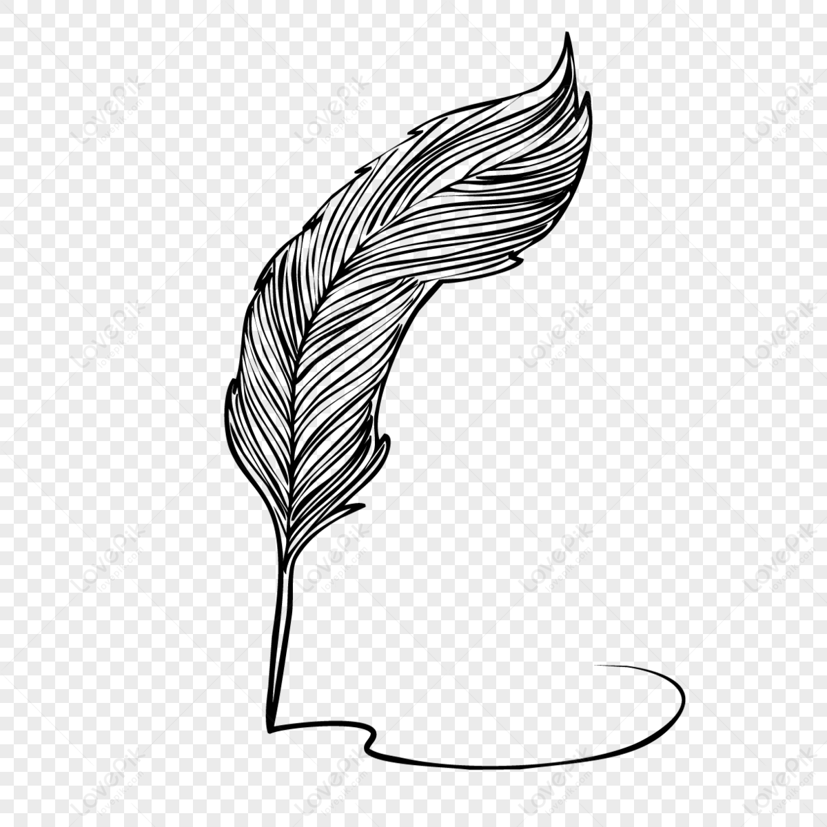 Hand drawn cartoon feather pen writing illustration,paint hand,handwriting png transparent background