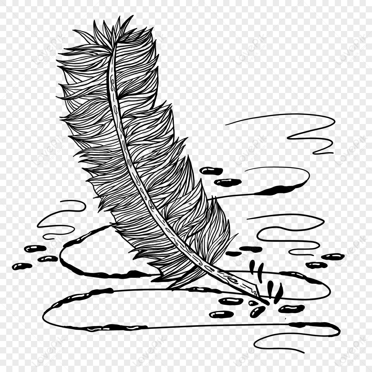 Continuous Line Drawing Feather Pen Vector Stock Vector, 48% OFF