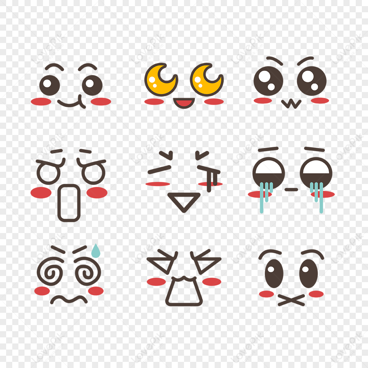 Hand Drawn Design Circle Linear Cartoon Emoji Chart,twitter Emoji ...