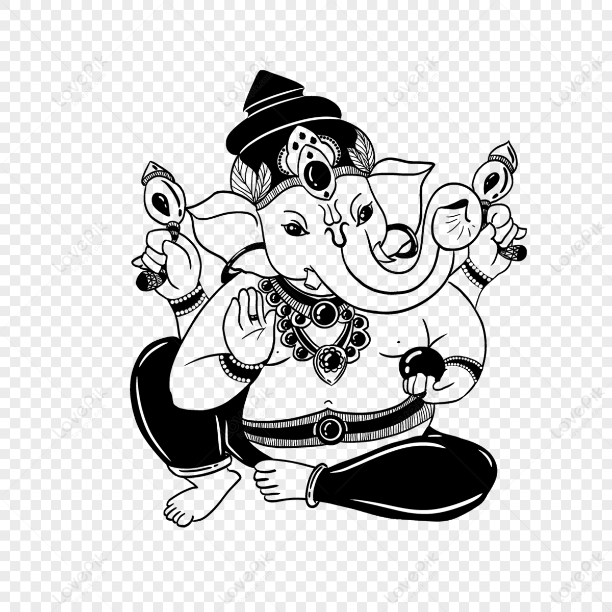 Hand Drawn Ganesh Chaturthi Elephant Elements,hand Painted,india PNG ...