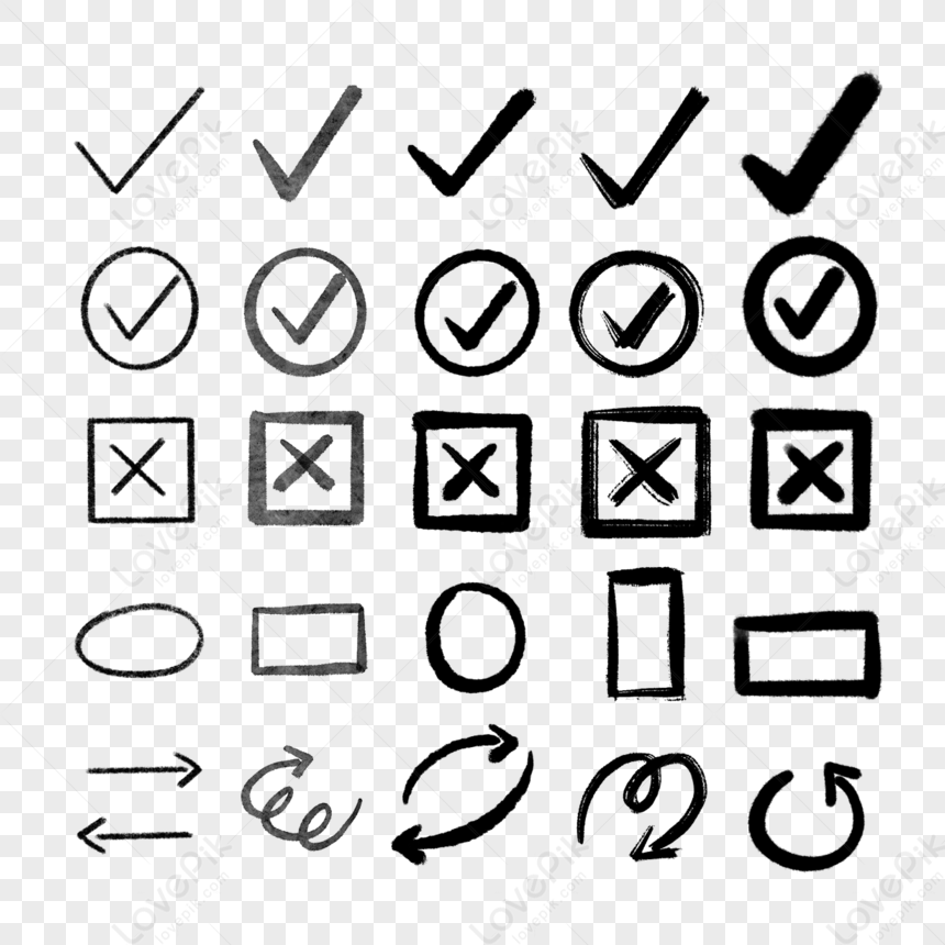 Hand Drawn Minimalist Style Check Mark Symbol,marquee,checkbox PNG ...