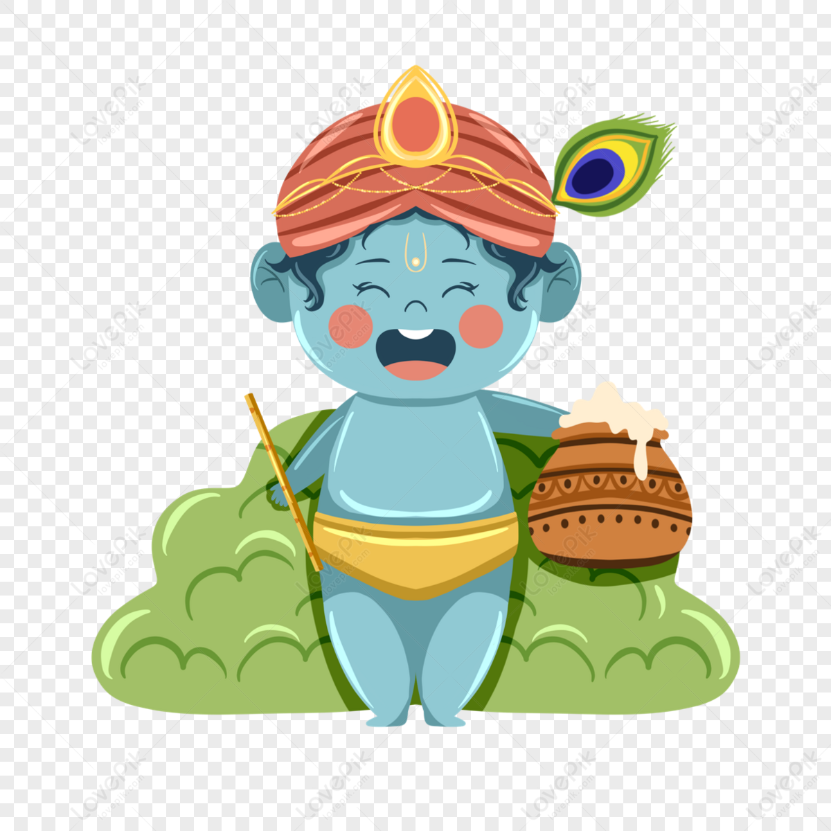 Happy Janmashtami. Vector Logo Design. Usable As Background, Banner,  Greeting Card, T-shirt, Print. - Stock Image - Everypixel