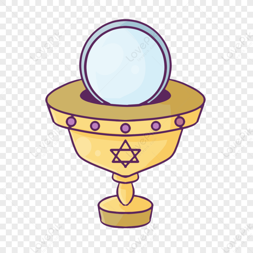Hand Drawn Yellow Cartoon Blue Crystal Ball Table,trophy,paint Hand PNG ...